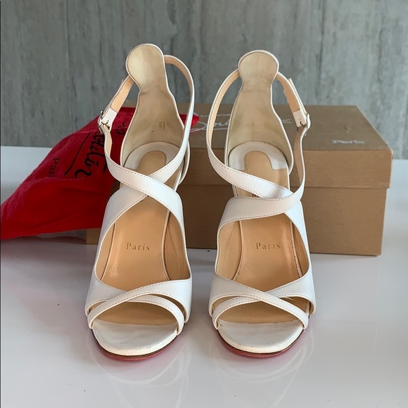 Christian Louboutin Shoes - White thick strappy louboutin heel